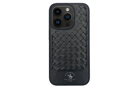 Santa Barbara Polo Racquet Club iPhone 15 Pro Ravel Deri Kapak - Siyah