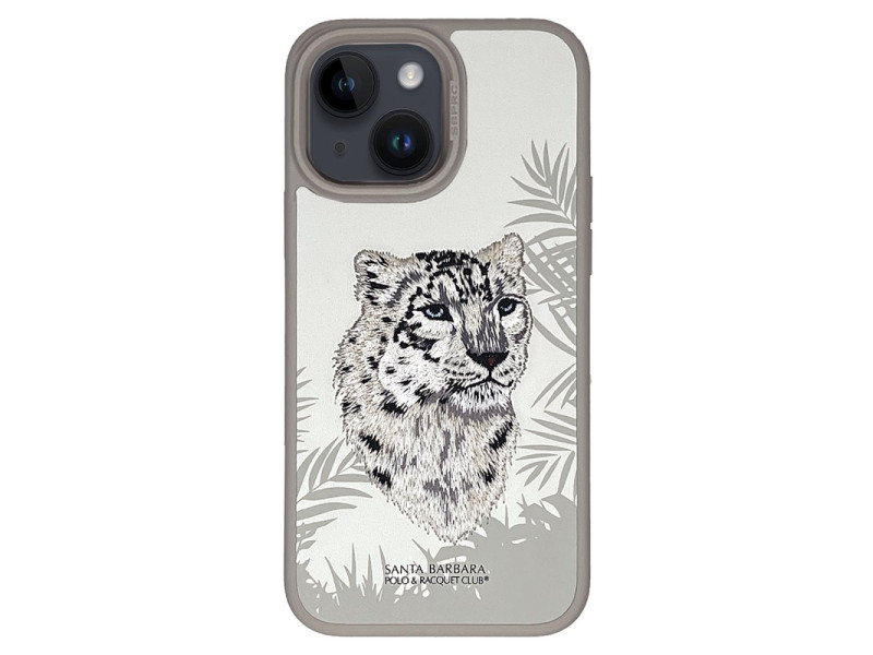 Santa Barbara Polo Racquet Club iPhone 15 Savanna Kapak - Snow Leopard Beyaz