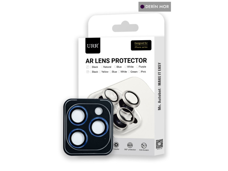 URR iPhone 14 Pro Max Rhomb Snakeskin AR Kamera Lens Koruyucu - Derin Mor