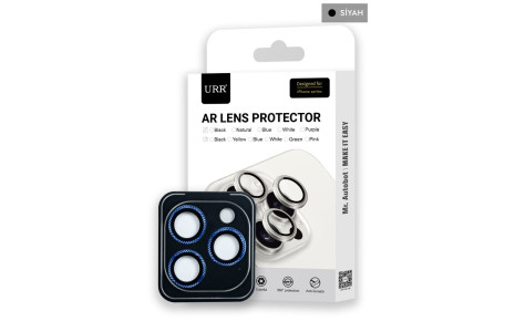 URR iPhone 14 Pro Max Rhomb Snakeskin AR Kamera Lens Koruyucu - Siyah