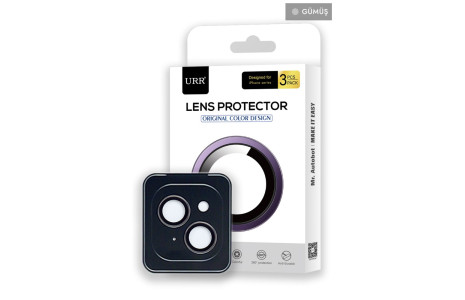 URR iPhone 15 3D PVD Dioxide Kamera Lens Koruyucu - Gümüş