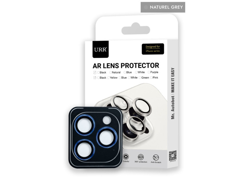 URR iPhone 15 Pro Max Rhomb Snakeskin AR Kamera Lens Koruyucu - Natural Grey