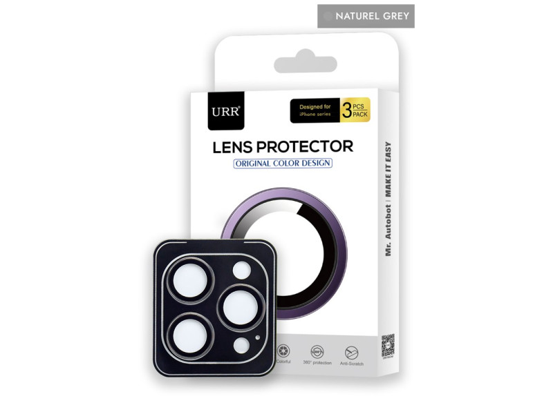 URR iPhone 15 Pro Titanium Alloy Kamera Lens Koruyucu - Natural Grey