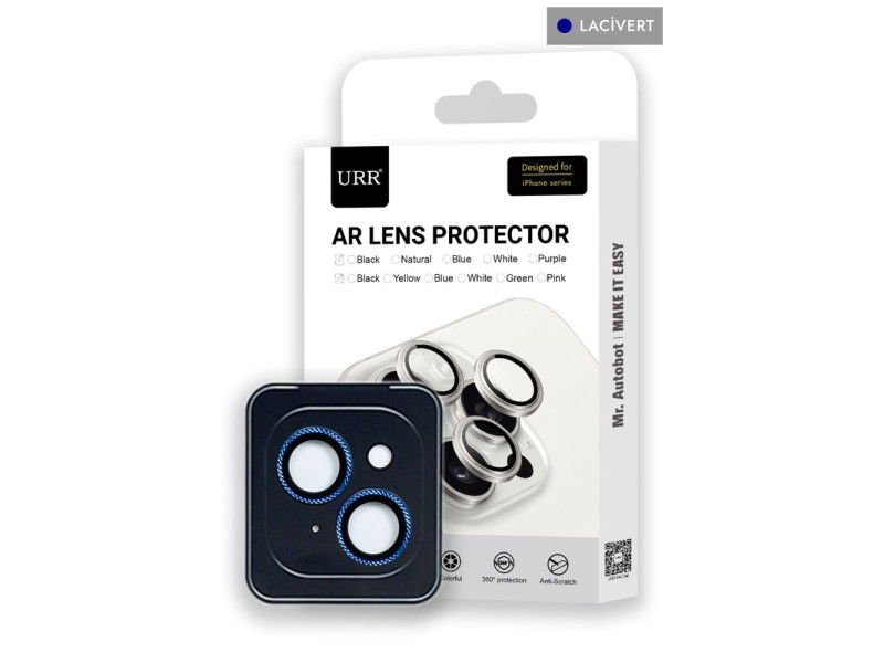 URR iPhone 15 Rhomb Snakeskin AR Kamera Lens Koruyucu - Lacivert