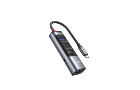 Yesido HB22 5in1 3 Adet Usb 3.0 / 1 Adet 100W Type-C ve 1 Adet 4K 30hz HDMI Çıkışlı Hub Dönüştürücü - Siyah