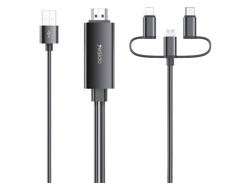 Yesido HM05 1.8m FHD 3in1 to HDMI Kablo - Siyah