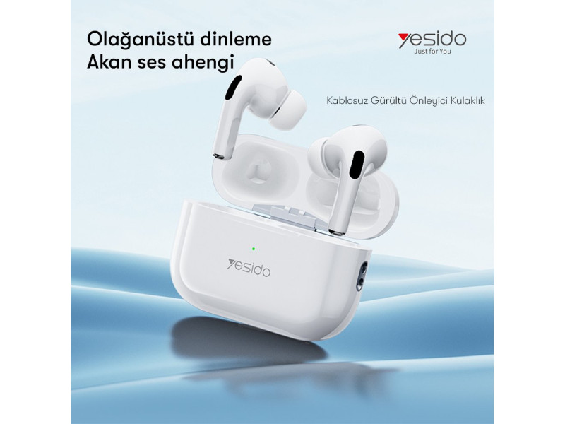 Yesido TWS16 Aktif Gürültü Engelleyici Özellikli Kablosuz Airpods Kulaklık - Beyaz