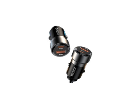 Yesido Y54 1 Adet 30W Usb / 1 Adet 30W Type-C ve 20W Type-C to Lightning Kablolu PD Hızlı Araç Şarj - Siyah