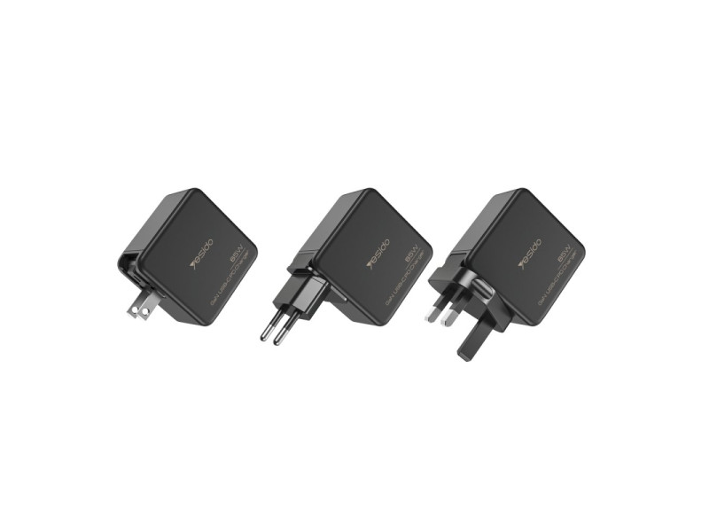 Yesido YC42 2 Adet 65W Type-C ve 1 Adet 30W Usb Çıkışlı PD GAN Şarj Adaptörü - Siyah