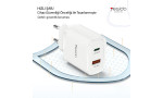 Yesido YC50 20W Type-C / 18W Usb Çıkışlı ve 1M 60W Type-C to Type-C Kablolu PD Şarj Cihazı - Siyah