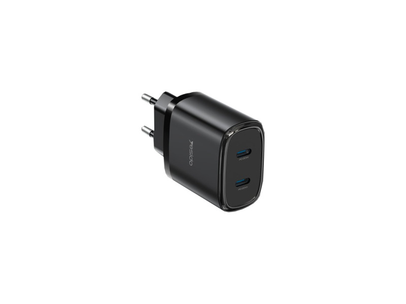 Yesido YC54 2 Adet 20W Type-C Çıkışlı ve 1M 27W Type-C to Lightning Kablolu PD Şarj Cihazı - Siyah