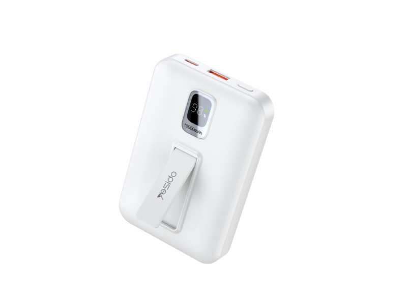 Yesido YP45 10.000 mAh 20W Dijital Göstergeli 15W Kablosuz Şarjlı Standlı Magsafe PD Hızlı Şarj Powerbank - Beyaz