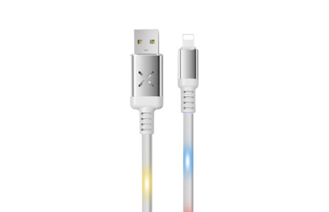 Konfulon DC10 Ses Duyarlı Işıklı Lightning Kablo iphone Uyumlu 1M 2A - Beyaz