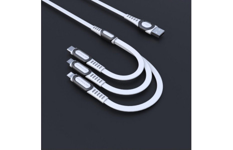 Konfulon DC19 3in1 USB Kablo 1.3M 3A - Beyaz