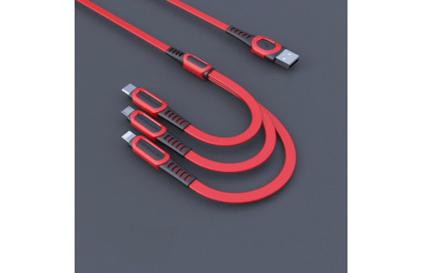Konfulon DC19 3in1 USB Kablo 1.3M 3A - Kırmızı