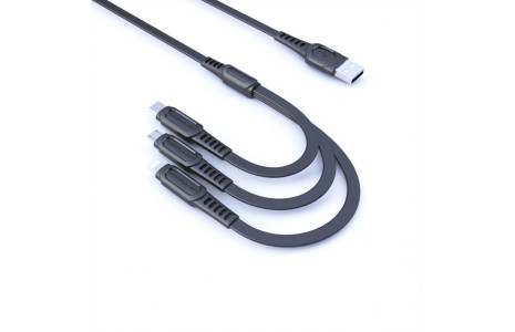 Konfulon DC19 3in1 USB Kablo 1.3M 3A - Siyah