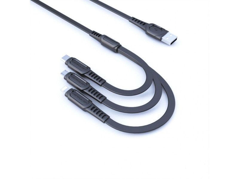 Konfulon DC19 3in1 USB Kablo 1.3M 3A - Siyah