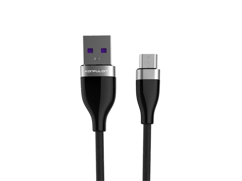 Konfulon S82 Seramik Uçlu Micro USB Kablo 1M 3.1A - Siyah