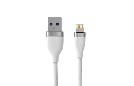 Konfulon S83 Seramik Uçlu Lightning Kablo iphone Uyumlu 1M 3.1A - Beyaz