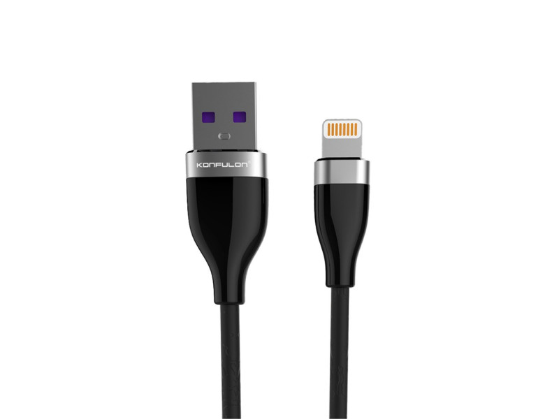 Konfulon S83 Seramik Uçlu Lightning Kablo iphone Uyumlu 1M 3.1A - Siyah