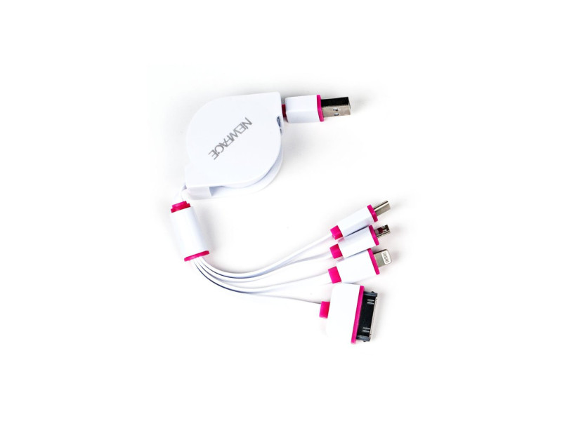 Newface Makaralı 4in1 USB Kablo - Pembe