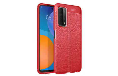 Newface Huawei P Smart 2021 Kılıf Focus Derili Silikon - Kırmızı