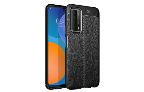 Newface Huawei P Smart 2021 Kılıf Focus Derili Silikon - Siyah
