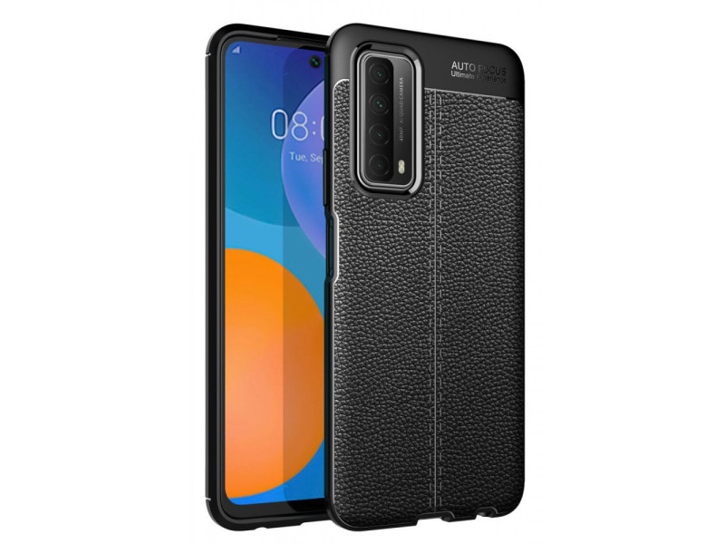 Newface Huawei P Smart 2021 Kılıf Focus Derili Silikon - Siyah