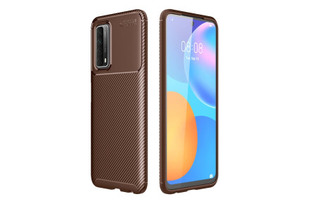 Newface Huawei P Smart 2021 Kılıf Focus Karbon Silikon - Kahverengi