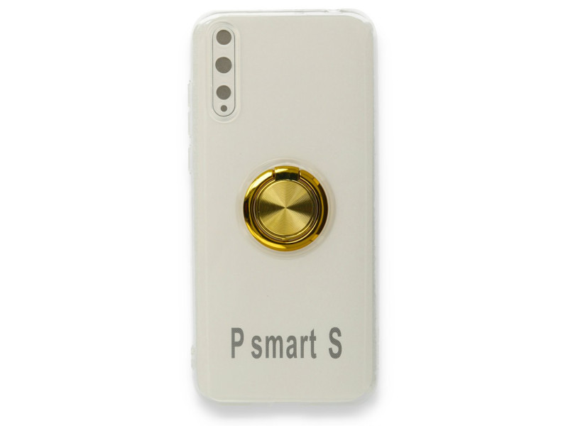 Newface Huawei P Smart S Kılıf Gros Yüzüklü Silikon - Gold