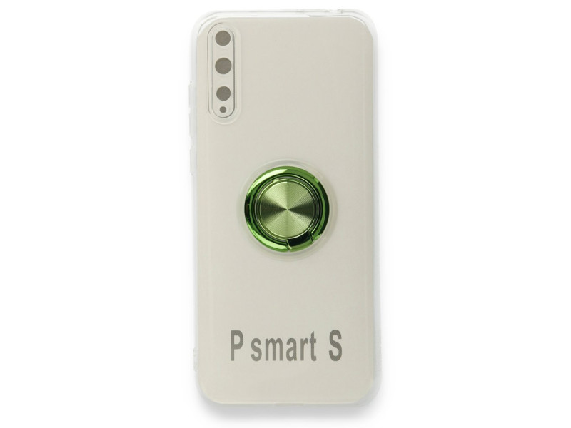Newface Huawei P Smart S Kılıf Gros Yüzüklü Silikon - Yeşil