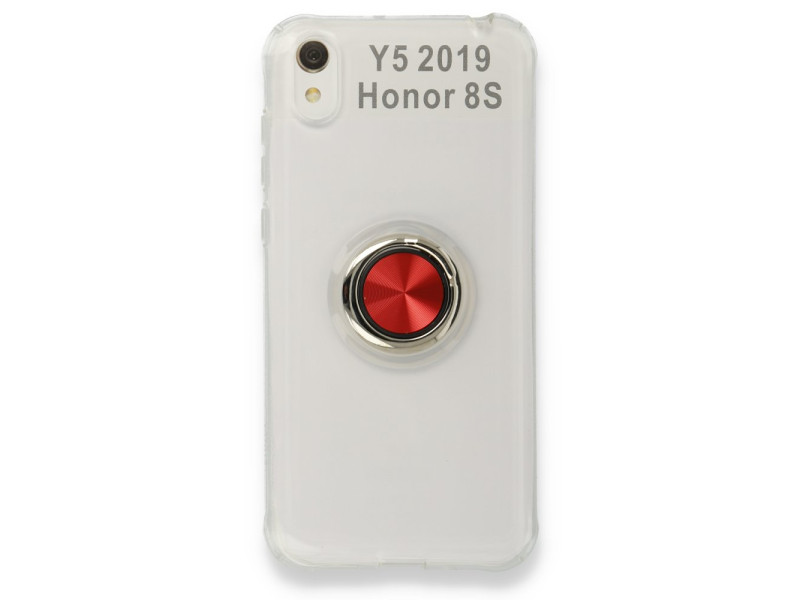 Newface Huawei Y5 2019 Kılıf Gros Yüzüklü Silikon - Kırmızı