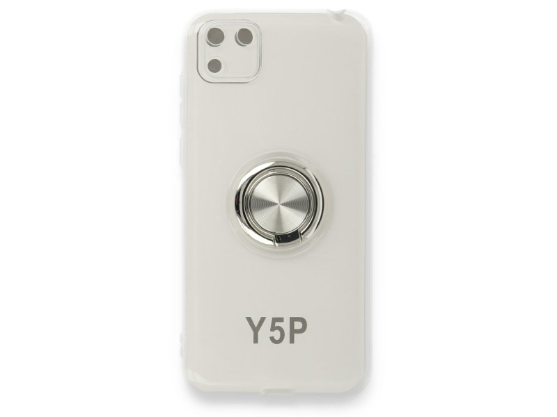 Newface Huawei Y5P Kılıf Gros Yüzüklü Silikon - Gümüş