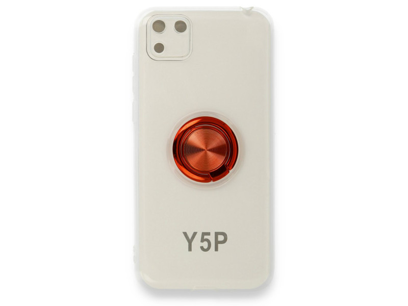 Newface Huawei Y5P Kılıf Gros Yüzüklü Silikon - Kırmızı