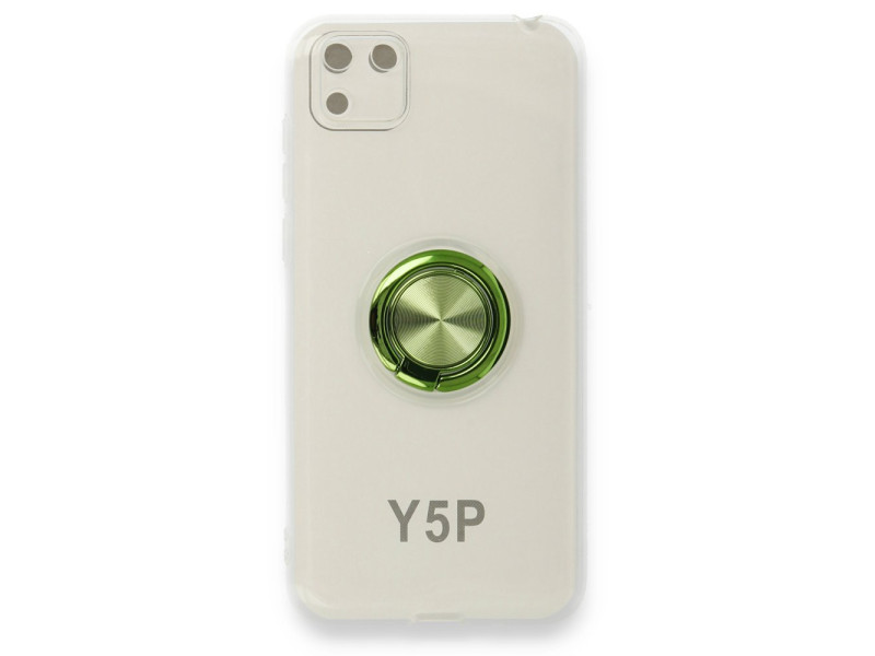 Newface Huawei Y5P Kılıf Gros Yüzüklü Silikon - Yeşil