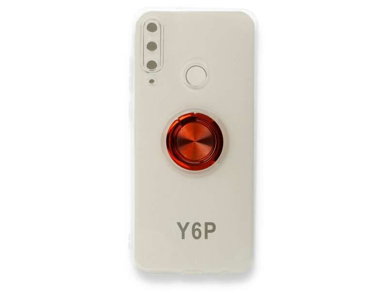 Newface Huawei Y6P Kılıf Gros Yüzüklü Silikon - Kırmızı