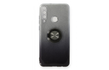Newface Huawei Y6P Kılıf Simli Yüzüklü Silikon - Siyah