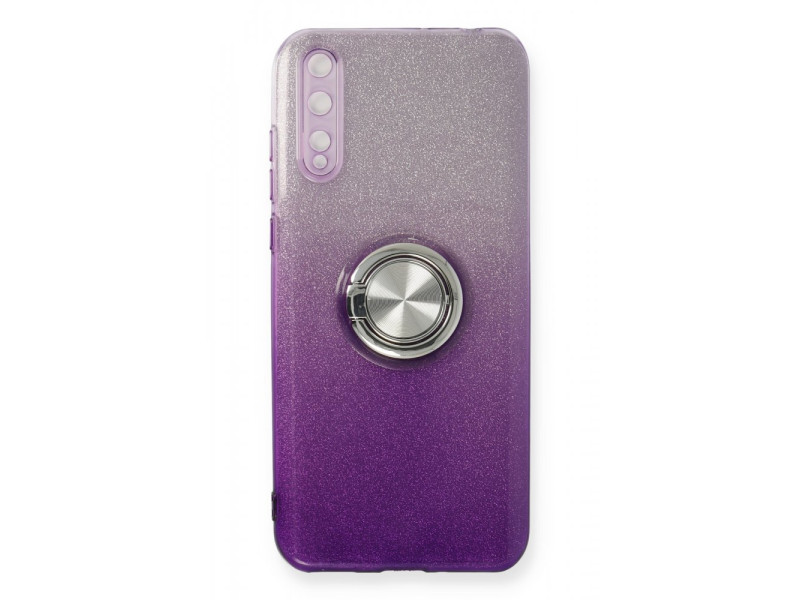 Newface Huawei Y8P Kılıf Simli Yüzüklü Silikon - Mor