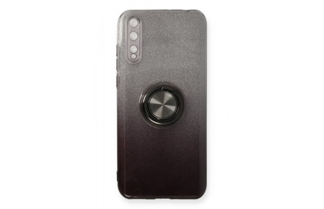 Newface Huawei Y8P Kılıf Simli Yüzüklü Silikon - Siyah