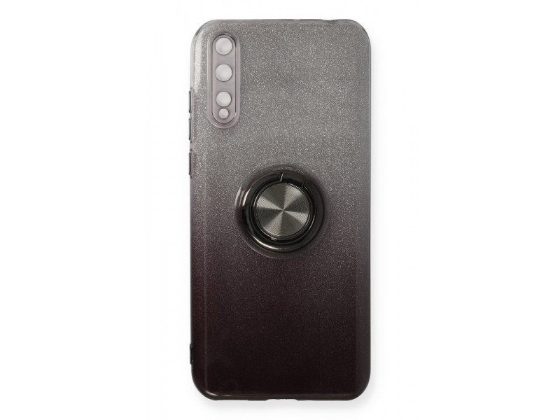 Newface Huawei Y8P Kılıf Simli Yüzüklü Silikon - Siyah