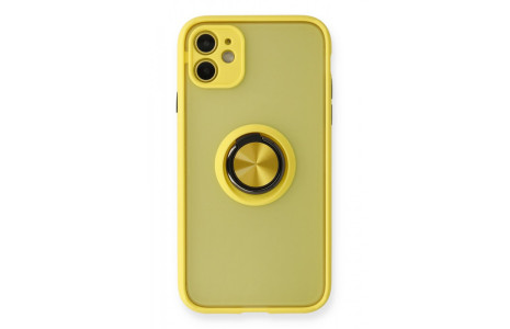Newface iPhone 11 Kılıf Montreal Yüzüklü Silikon Kapak - Sarı