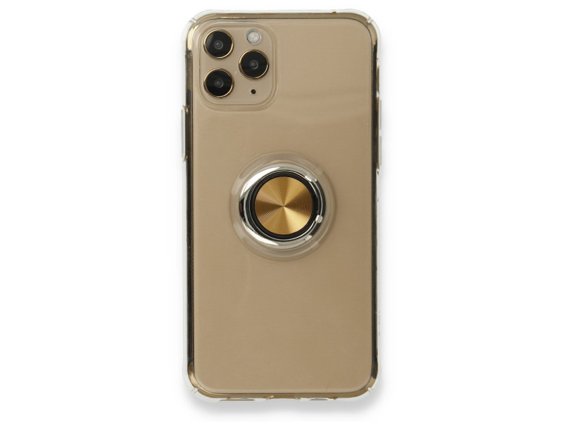 Newface iPhone 11 Pro Kılıf Gros Yüzüklü Silikon - Gold