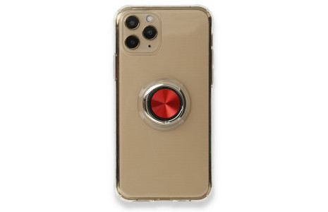 Newface iPhone 11 Pro Kılıf Gros Yüzüklü Silikon - Kırmızı