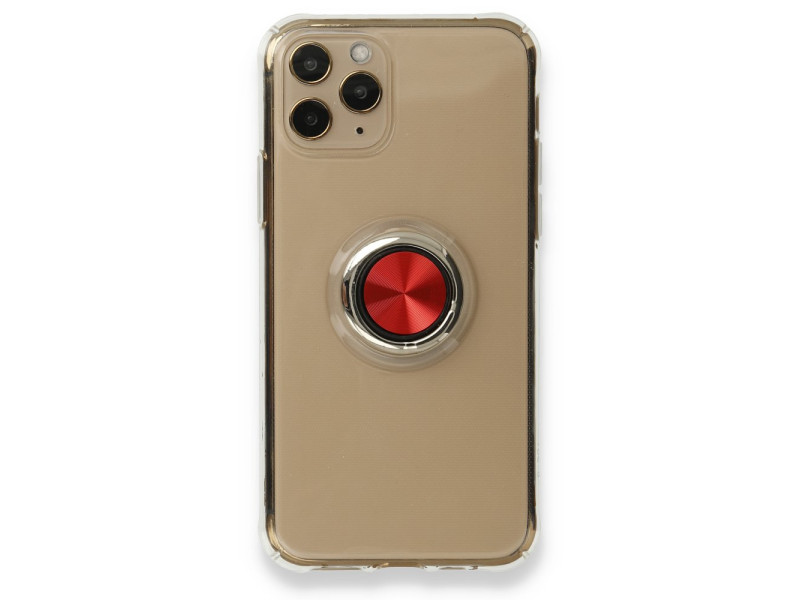 Newface iPhone 11 Pro Kılıf Gros Yüzüklü Silikon - Kırmızı