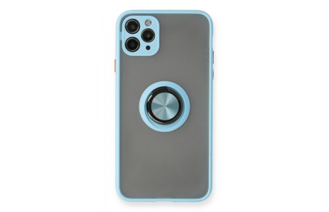 Newface iPhone 11 Pro Kılıf Montreal Yüzüklü Silikon Kapak - Buz Mavi