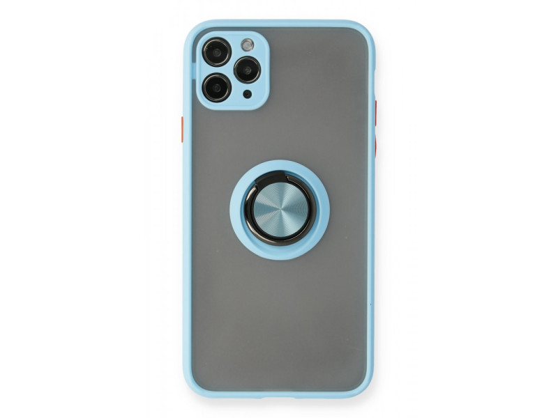 Newface iPhone 11 Pro Kılıf Montreal Yüzüklü Silikon Kapak - Buz Mavi