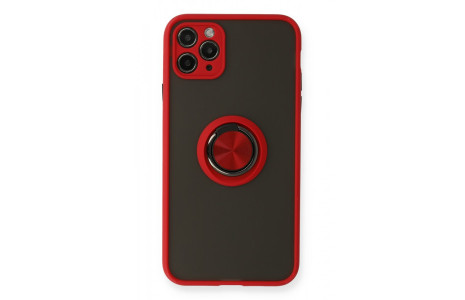 Newface iPhone 11 Pro Kılıf Montreal Yüzüklü Silikon Kapak - Kırmızı