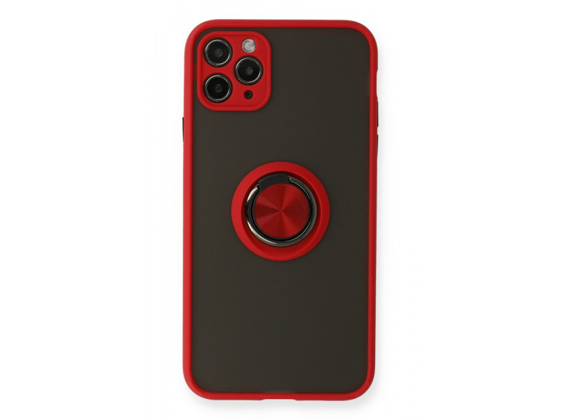 Newface iPhone 11 Pro Kılıf Montreal Yüzüklü Silikon Kapak - Kırmızı