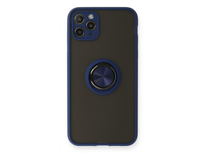 Newface iPhone 11 Pro Kılıf Montreal Yüzüklü Silikon Kapak - Lacivert