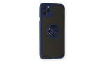 Newface iPhone 11 Pro Kılıf Montreal Yüzüklü Silikon Kapak - Lacivert